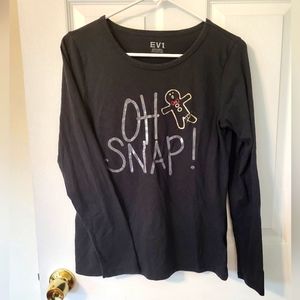 Long-sleeved Gingerbread Print Shirt